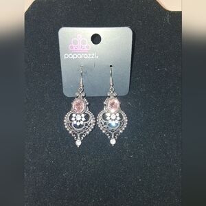 Paparazzi Silver and Pink Gemstone Earrings
